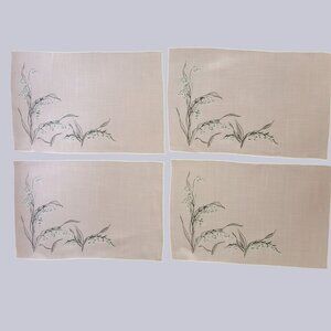 Embroidered Placemats - blush with Lily of the valley